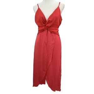 Bar III Womens Red Pink Colorblock High Low Summer Midi Dress Small NWOT